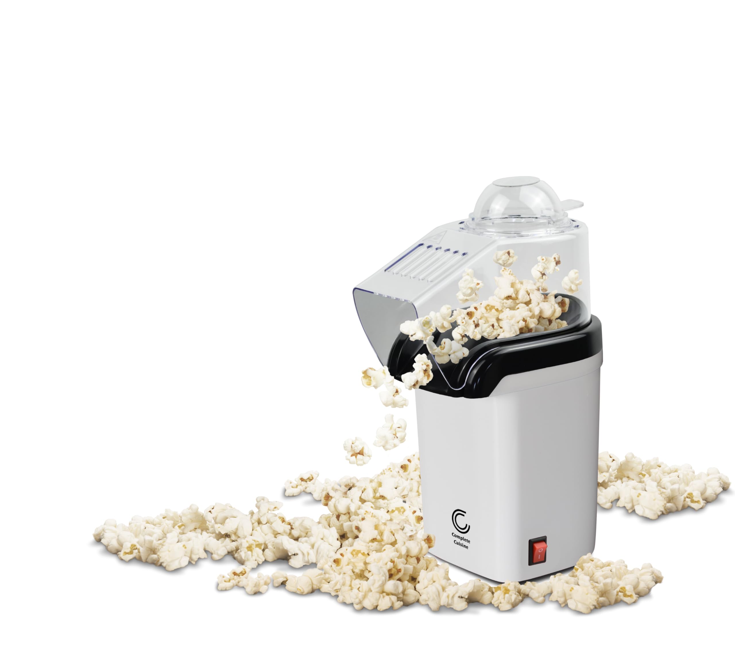 Complete Cuisine CC-PM1100 Popcorn Maker, Countertop Popcorn Machine, Hot-Air Popcorn Popper, White