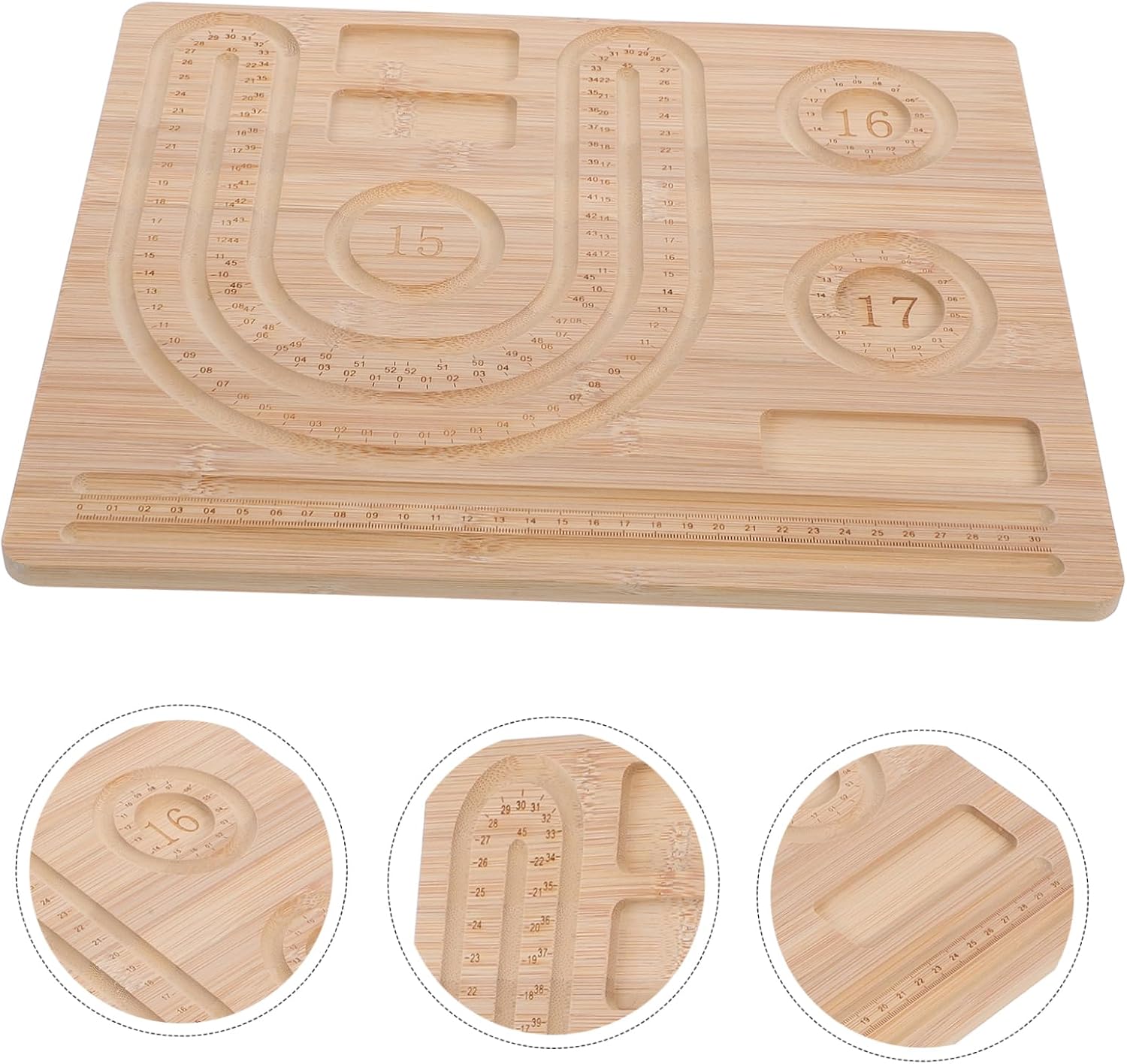 NUOBESTY Wooden Bead Tray for Jewelry Making Durable Bead Board for Bracelets and Necklaces Lightweight Solid Wood Crafting Mat with Scale for DIY Beading Projects