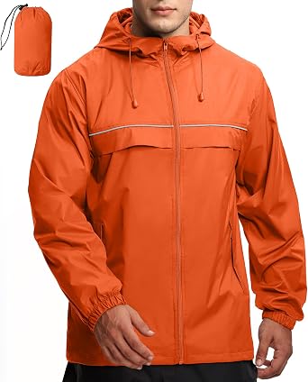 GEEK LIGHTING Mens Rain Jacket Lightweight Waterproof Raincoat Windbreaker