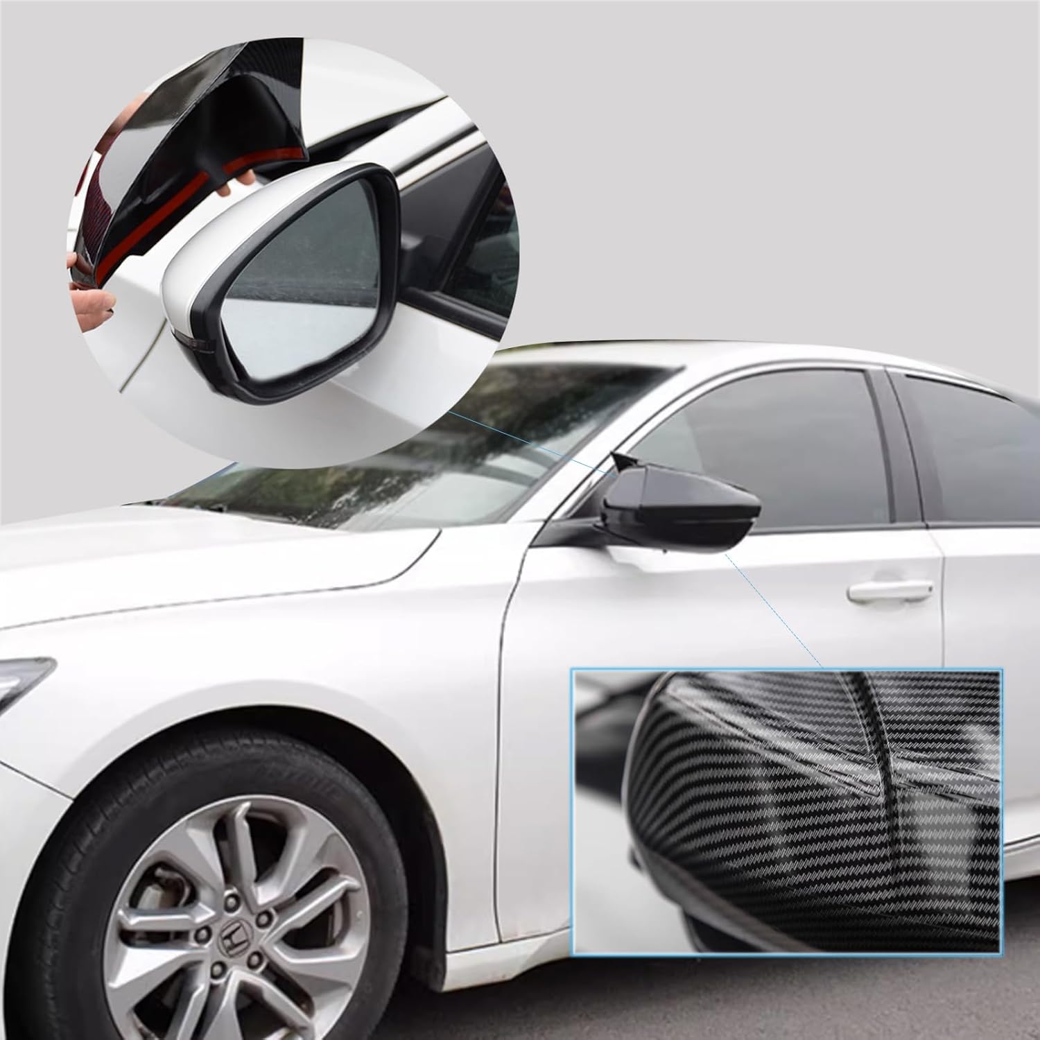 2PCS Rearview Mirror Cover Fit for Honda Accord 10th 11th 2018 2019 2020 2021 2022 2023 2024 2025 Anti-scratch Car Mirror Frame Replacement Trim Sport Accessories - Angular Carbon Fiber Black