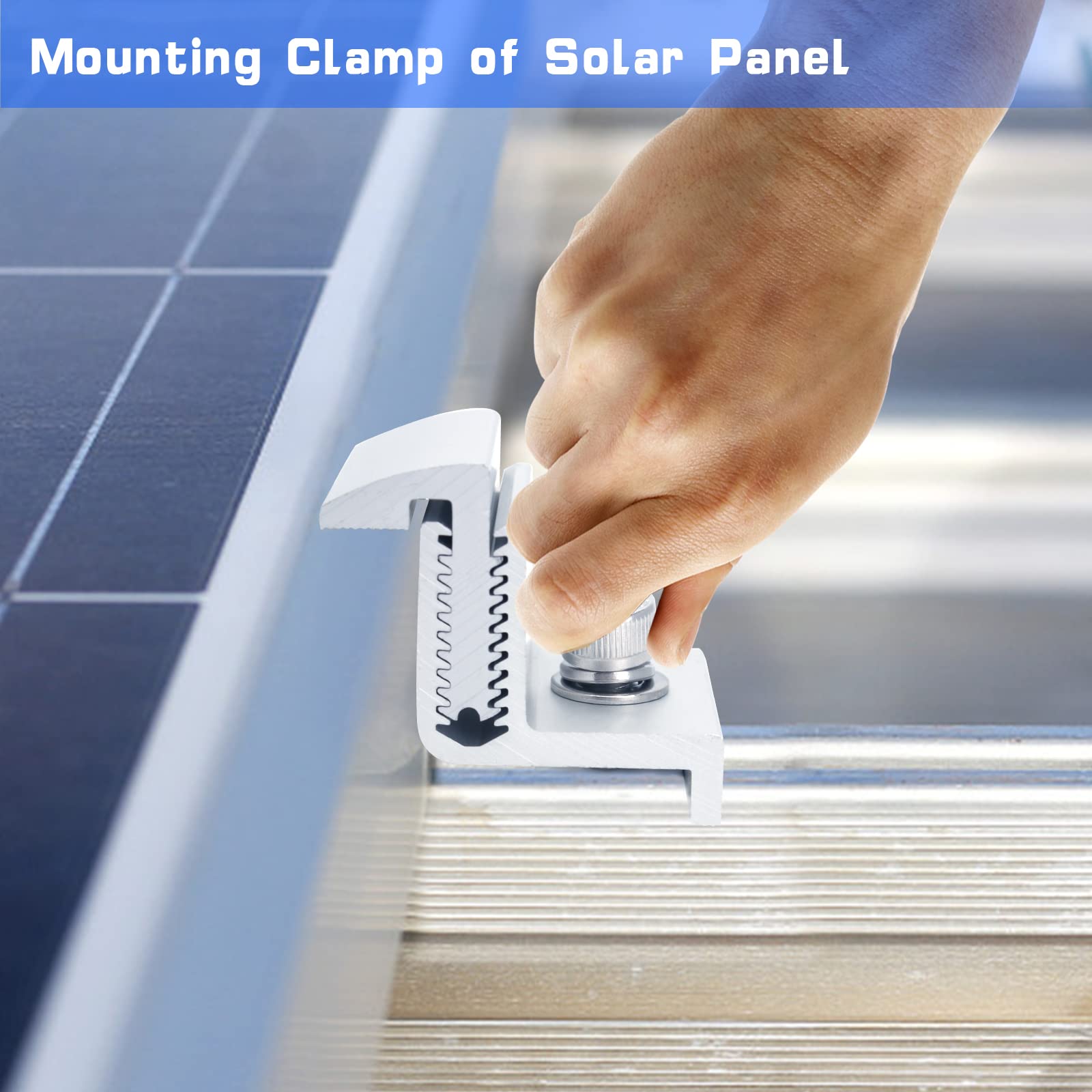 Produktbild von BCENG 6er-Set Solarpanel-Randklemmen 30–45 Mm – Alu-Halterung Für Dach, Wohnmobil & Boot, Einfache Montage, Schwarz