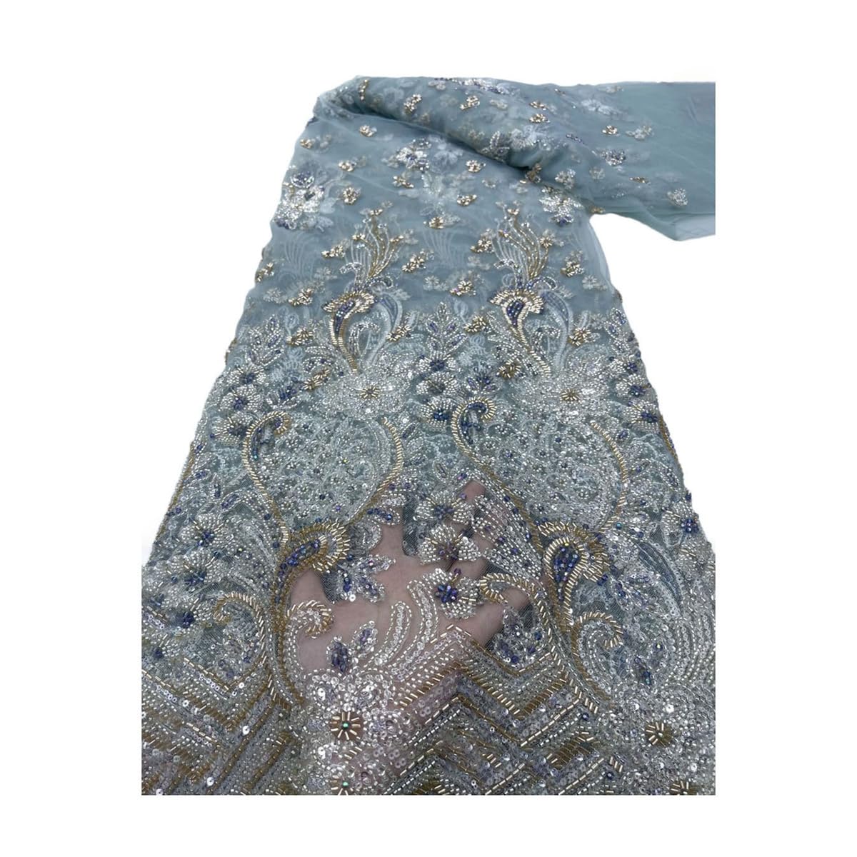 Tela de encaje de tul africano nigeriano para costura, vestido bordado Guisolid con cuentas y lentejuelas de piedra