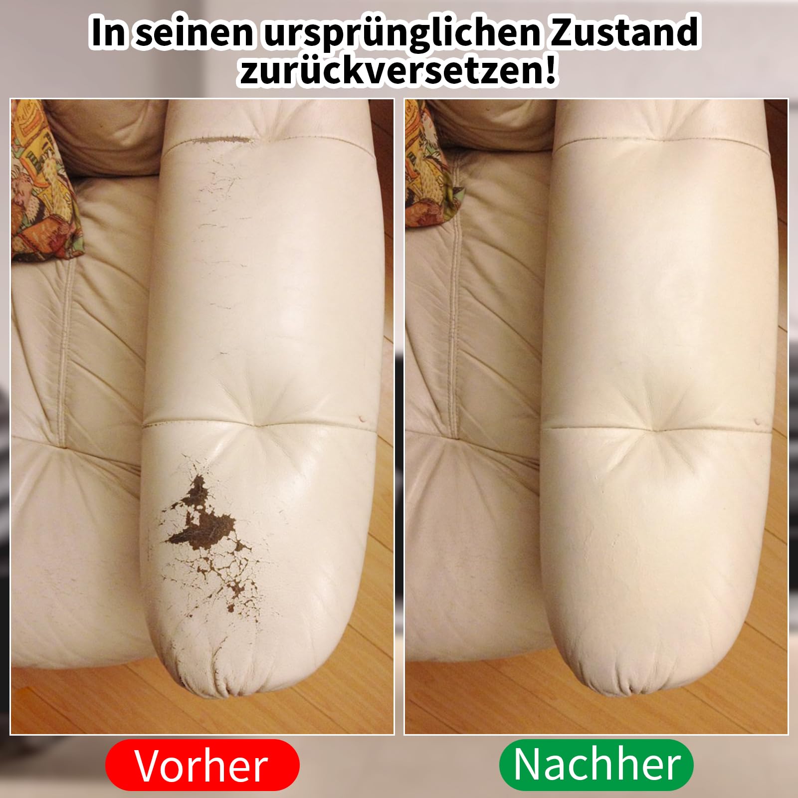 240g Lederpflege Auto,Leder Reparatur Set Beige,Flüssigleder,Lederfarbe,Kunstleder Reparaturset zum Reparieren von Sofas,Vinylmöbeln,Autositz,Lederschuhen,Sattel bei Verblassen und Kratzern
