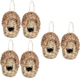 GANAZONO 3pcs Straw Hummingbird House Hand Decor Hammock Accessories Hanging Parrot nest Handmade Bird nest suspending Parrot House Straw Woven Bird House Manual The Bird's nest Canary hay