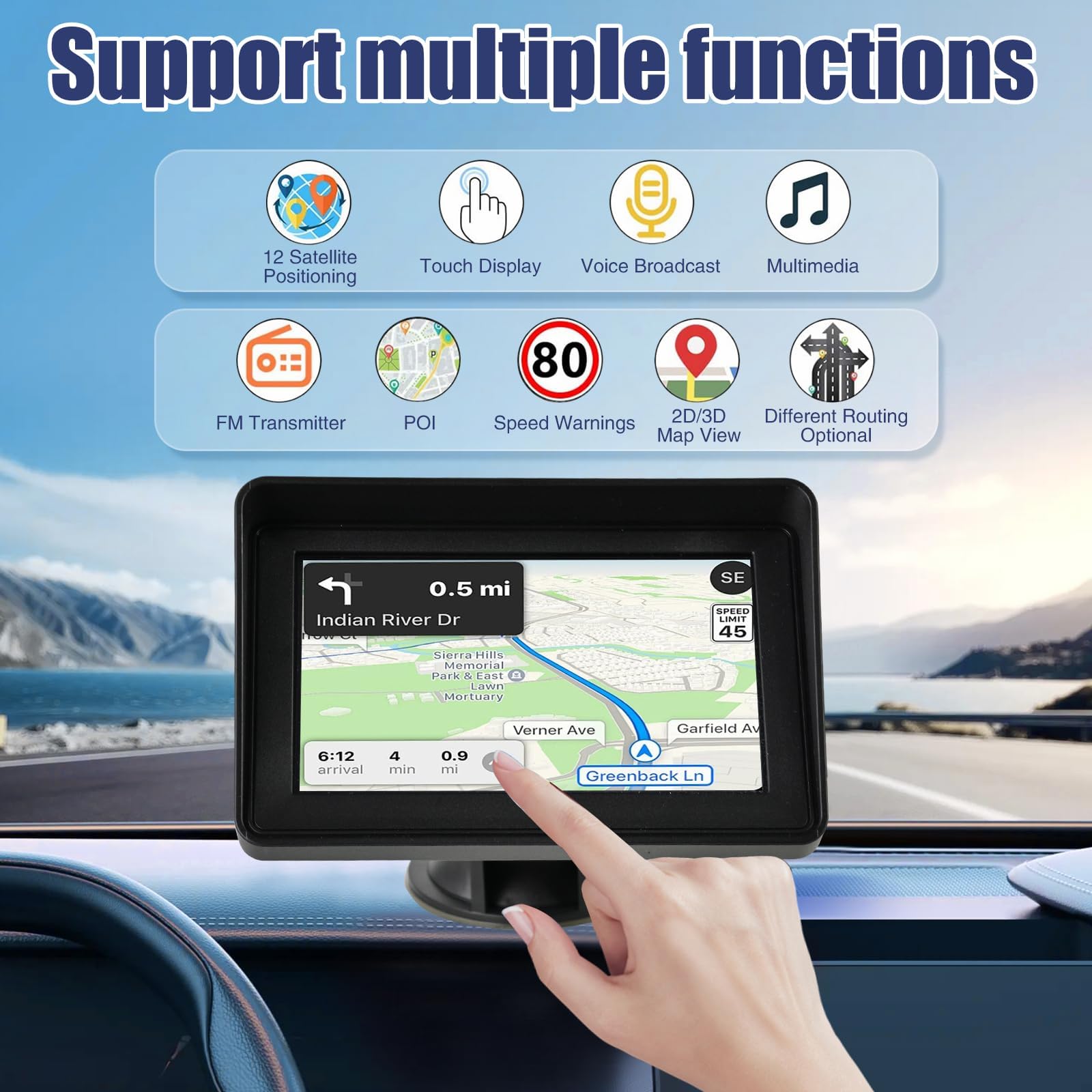 5 Inch Sat Nav for Car Truck HGV Lorry, 2025 UK & Europe Maps GPS Navigation with Lifetime Free Updates, HD Touchscreen, Speed Camera Alerts, Postcode Search, Voice Guidance, POIs - 4
