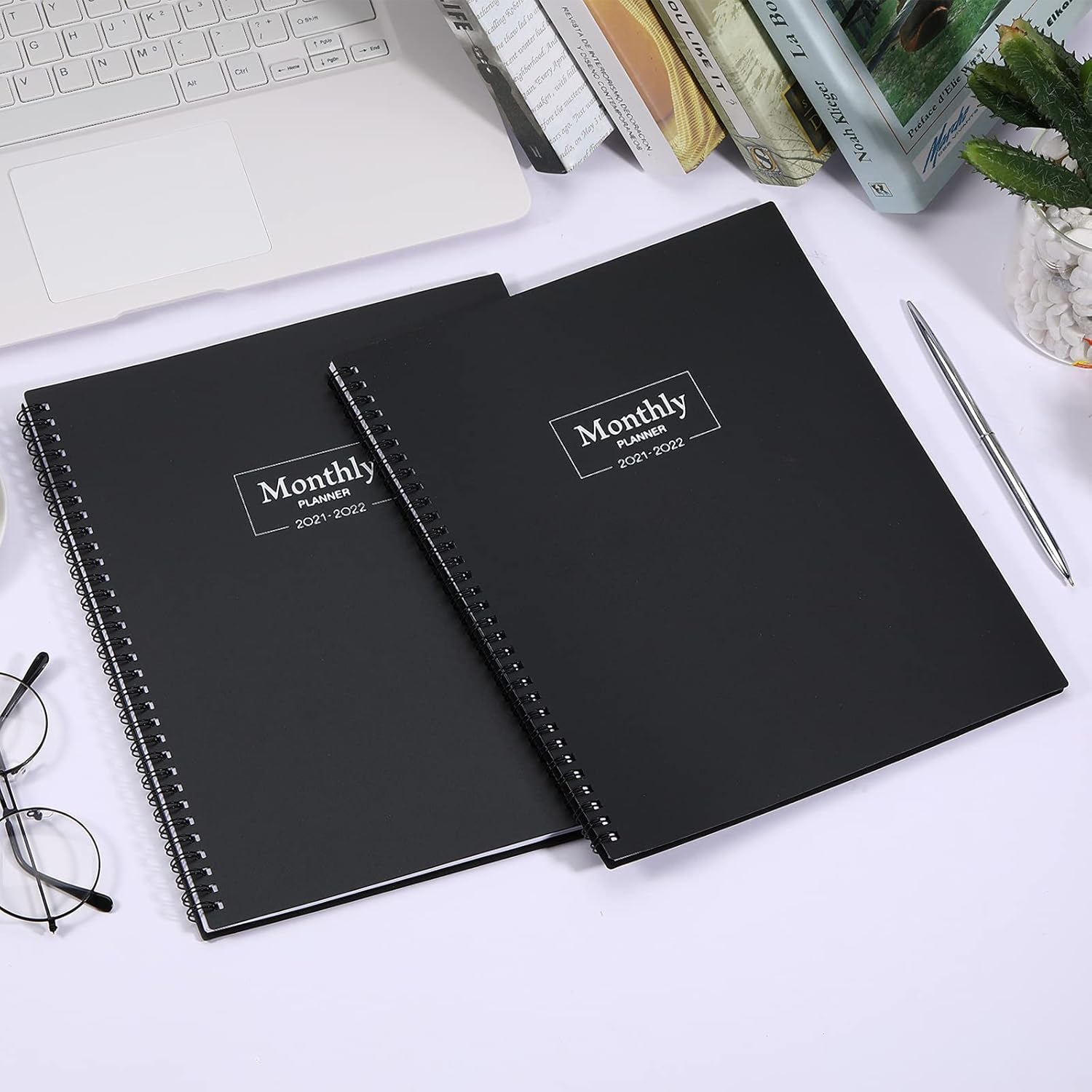 2021-2022 Monthly Planner/Calendar - 18-Month Planner with Tabs & Pocket, Contacts and Passwords, 8.5" x 11", Thick Paper, Jul. 2021 - Dec. 2022, Twin-Wire Binding - Black : Office Products