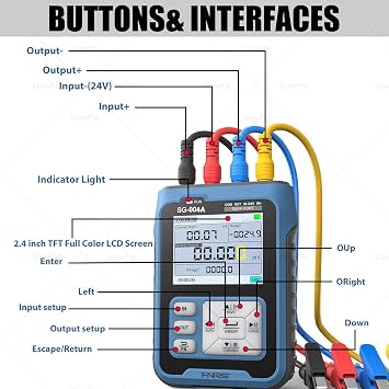 Industrial Process Calibrator SG-004A, Multi-Function 4-20mA Current Voltage Signal Generator for Servo, PLC & Electrical System Commissioning
