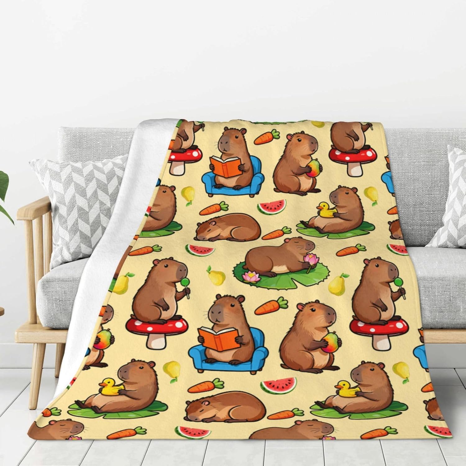 Flannel Capybara Blanket Throw Blankets for Kids Women, Plush Cozy Fuzzy Blanket 50x40 Inches - Image 4