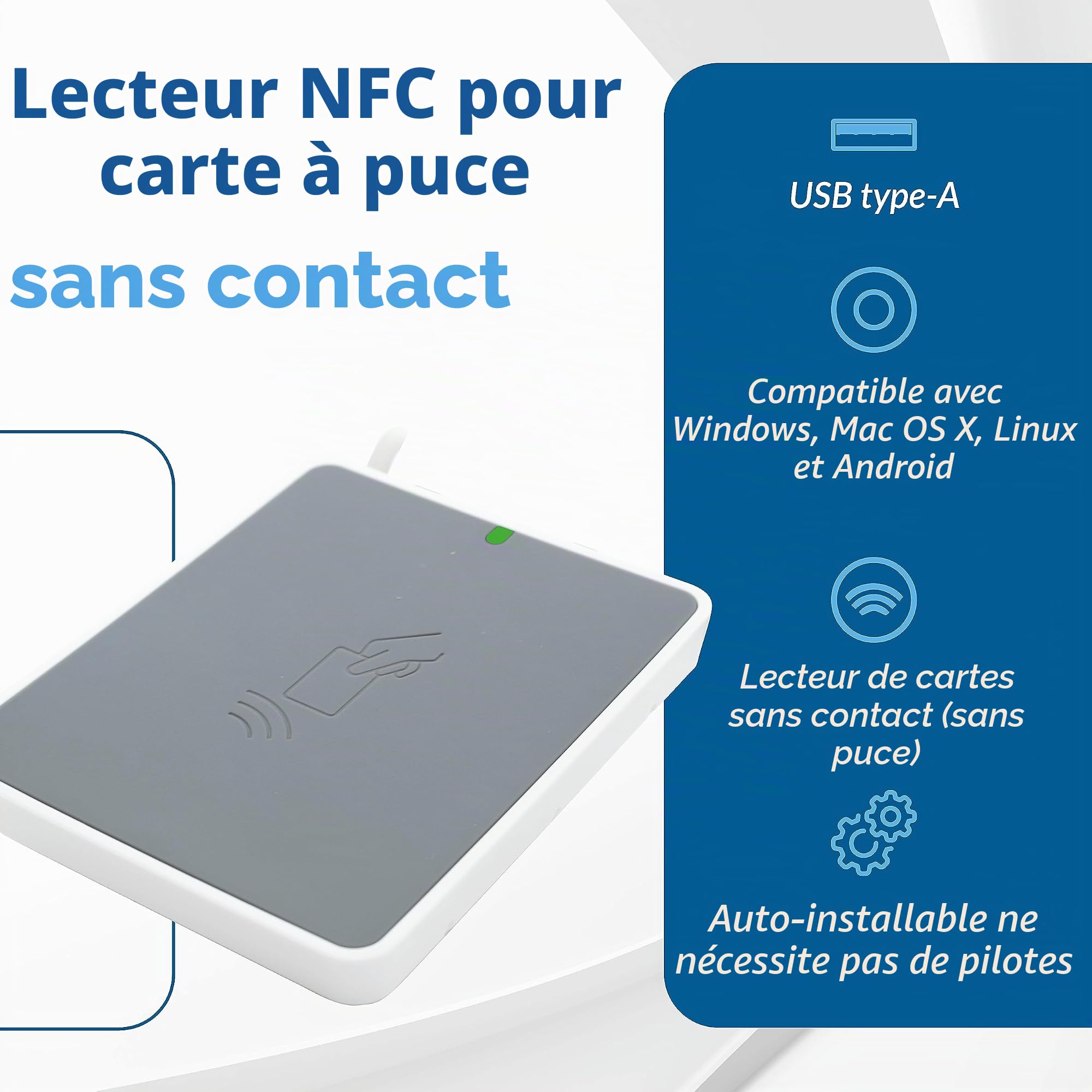 Identiv uTrust 3700F Lecteur de Carte d'identité électronique CIE 3.0 pour accéder à INPS, INAIL, Agence Entrée et Sites de la P.A. Lire Les Cartes NFC et RFID, Tag NFC, Mifare et Desfire