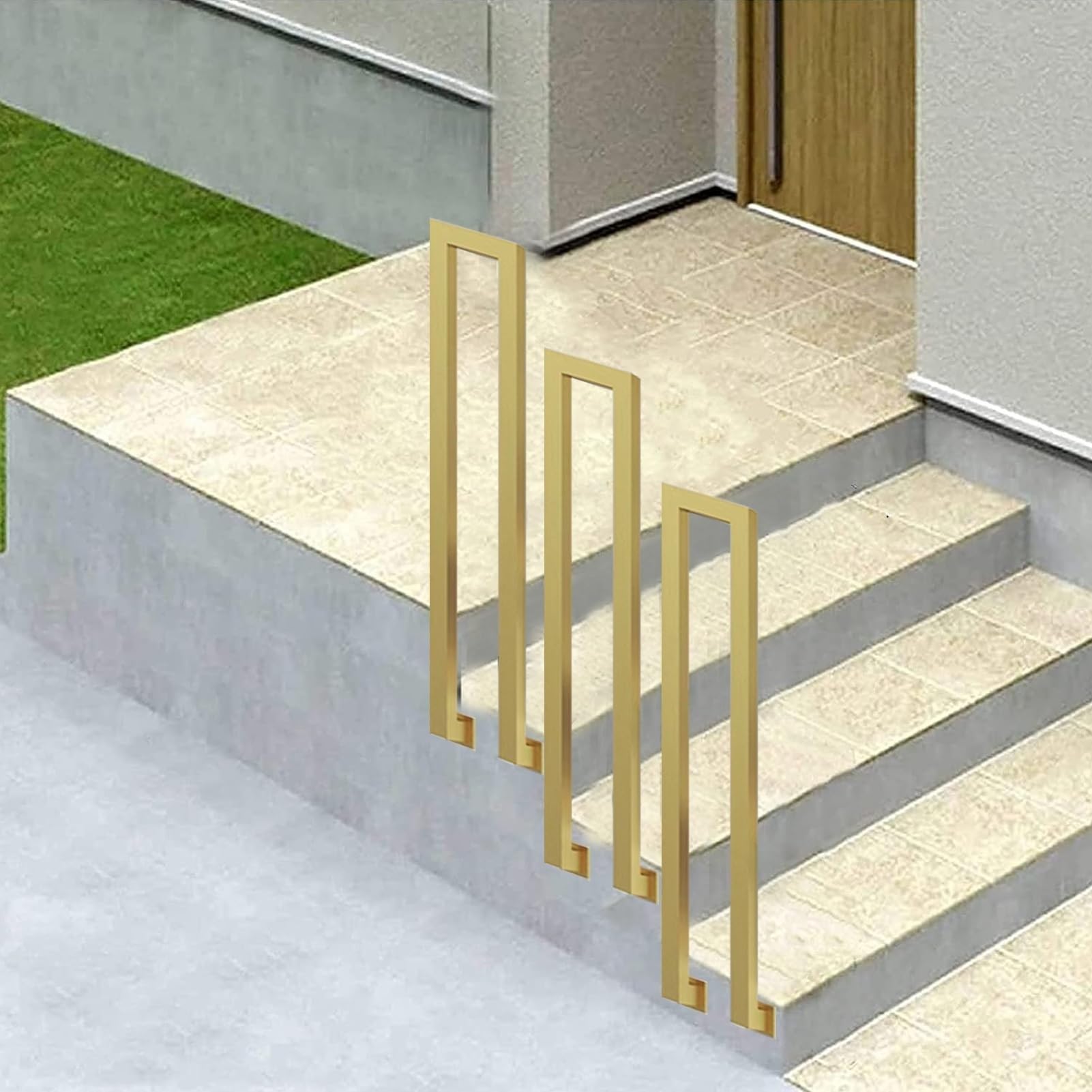 Handläufe für Außenstufen – Außentreppengeländer, stabiles Verandageländer, an der Wand montierte Übergangshandläufe für Gartendeckgeländer, U-förmiger Haltegriff für Treppen ( Size : 45cm(1.5ft) )