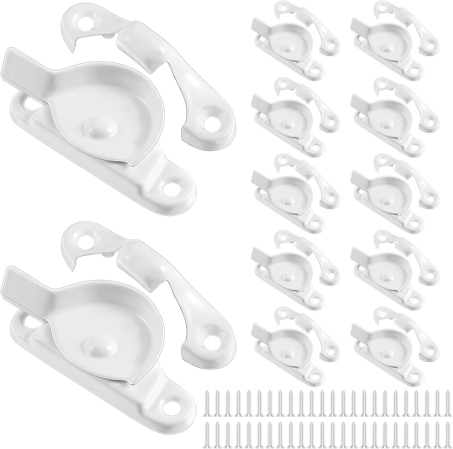 Hicarer Zinc Window Sash Lock Casement Window Lock 1-15/16 and 1-7/8 in. Hole Centers, Window Locks Security Replacement for Single/Double Hung Wood Windows(White,12)