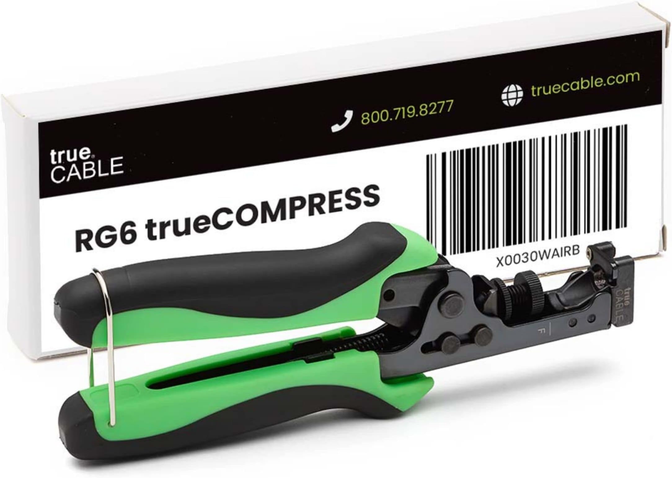 trueCABLE F Connector Compression Tool, Adjustable for RG6, RG 6 Quad Shield, & RG59 F-Connectors, Coax Cable Crimper