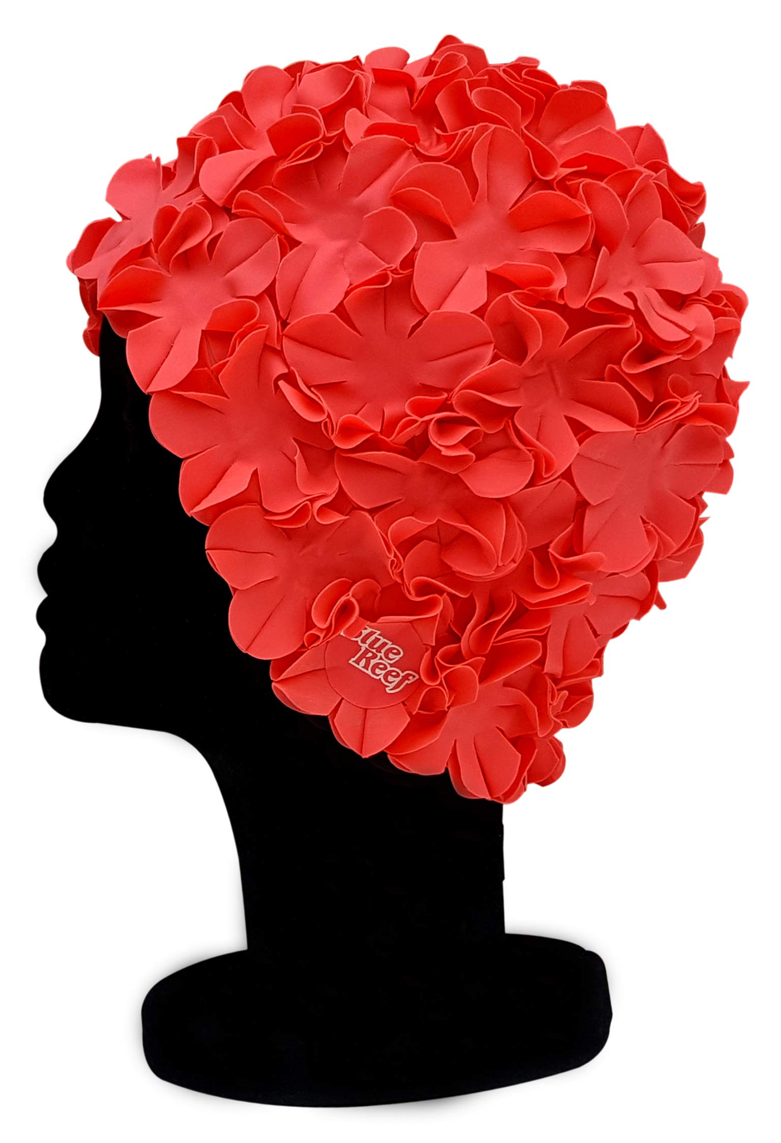 Blue ReefIsla Floral Ladies Classic Retro 3D Flower Petal Plain One Colour Stylish Vintage Swimming Hat Swim Cap Generous One Size Adults