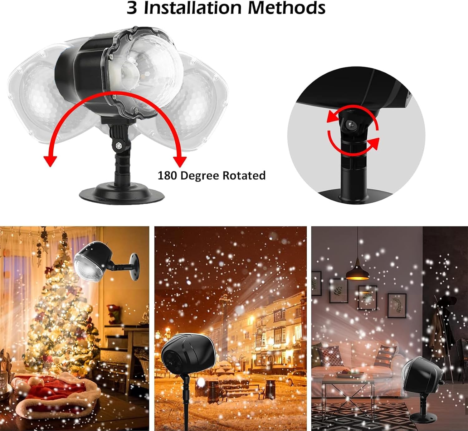 Christmas Snowfall Projector Light, Yokgrass LED Snow Projector Outdoor Holiday Lights IP65 Waterproof with Remote Control Dynamic Falling Snow Effect for Garden, Party, Halloween Landscape Decoration