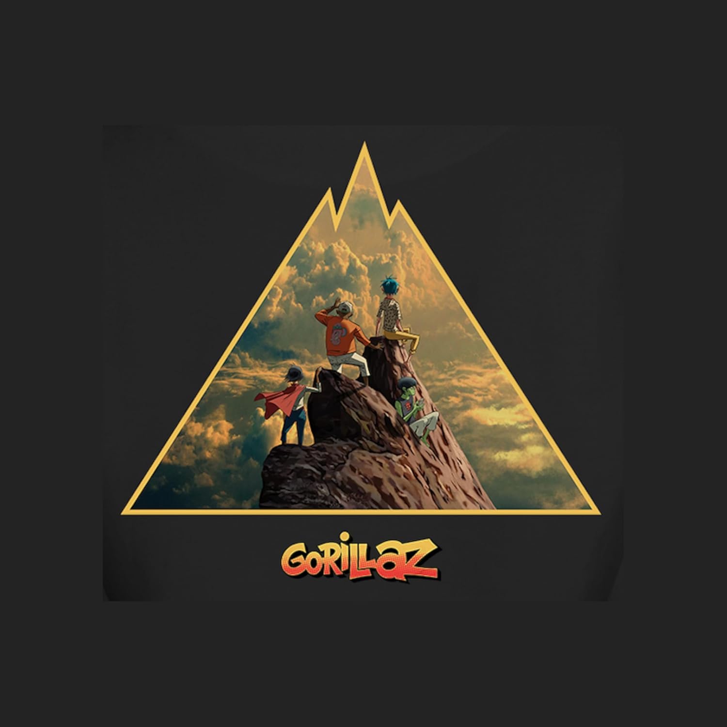 2Bhip Gorillaz Hoodie for Men & Women Front & Back Print Mountain Black Hooded Fleece Pullover Sweatshirt