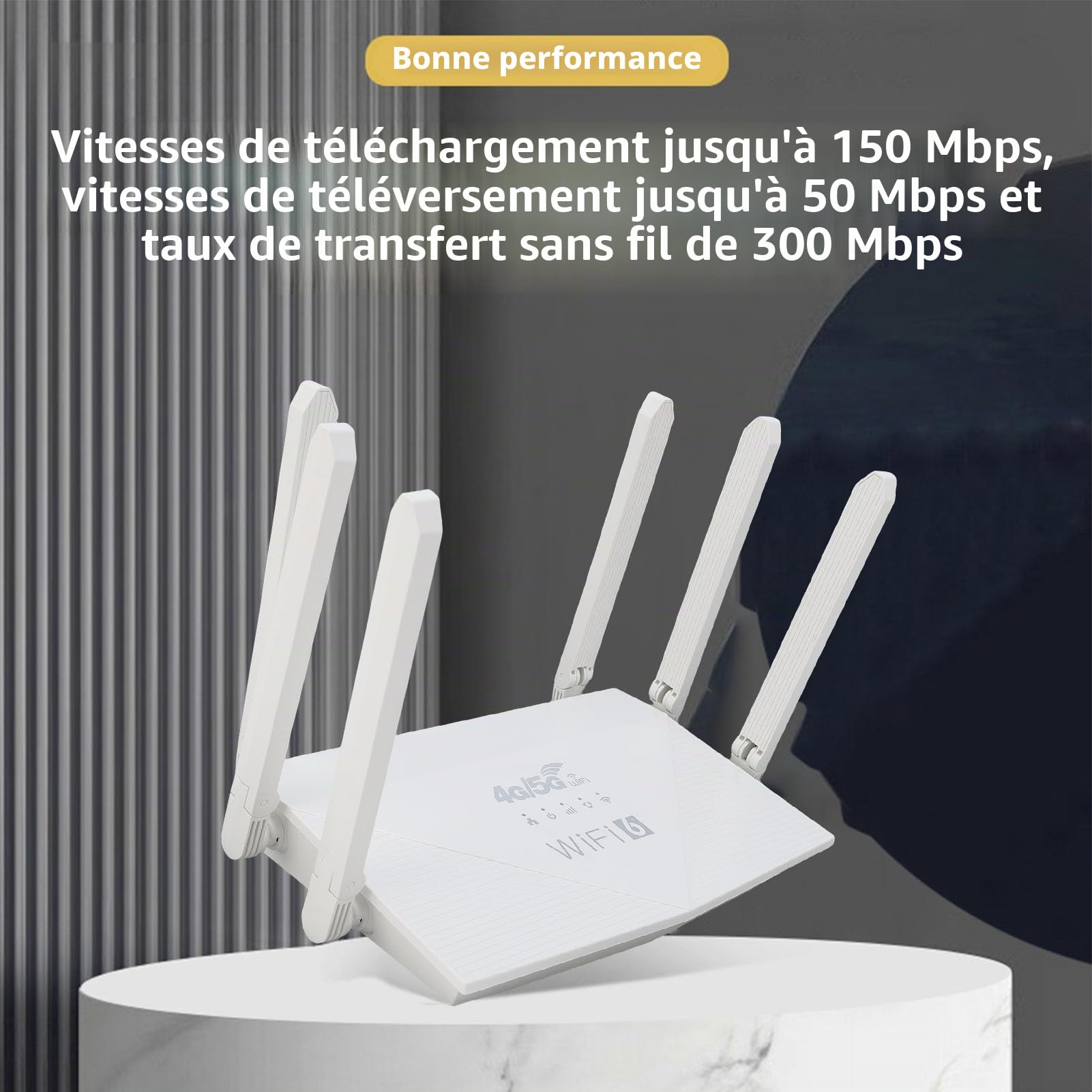 Tonysa Routeur sans Fil WiFi6, 4G CPE LTE 300 Mbps 6 Antennes Routeur Internet sans Fil avec Emplacement pour Carte SIM, sécurisé pour Bureau, Vente au Détail,