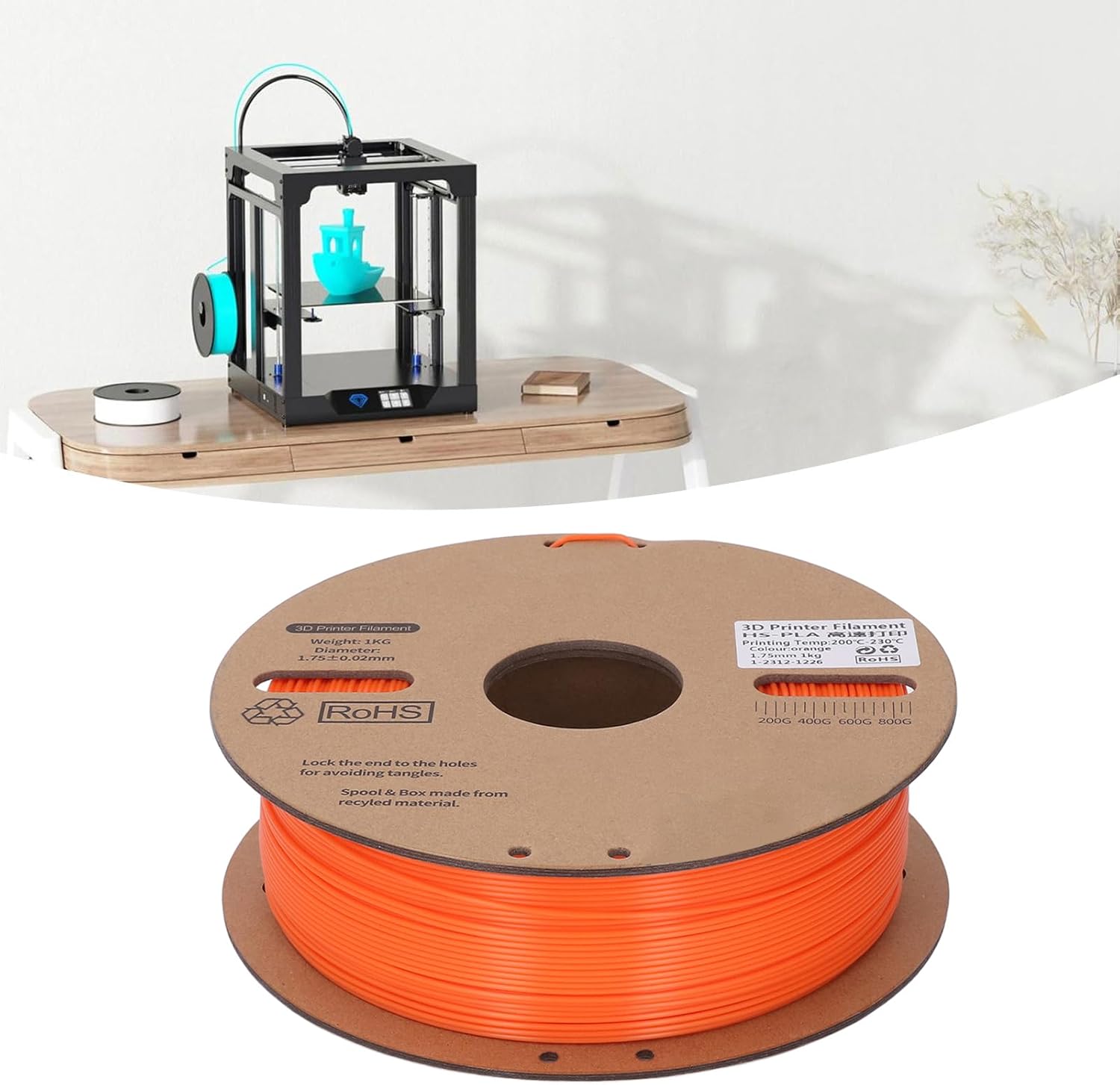 PLA Filament 175mm. Bundle, 3D Printer Filament for Speed Printing 30 600mms/, Orange PLA Filament with Dimensional Accuracy / 003mm., Toughness, Compatible