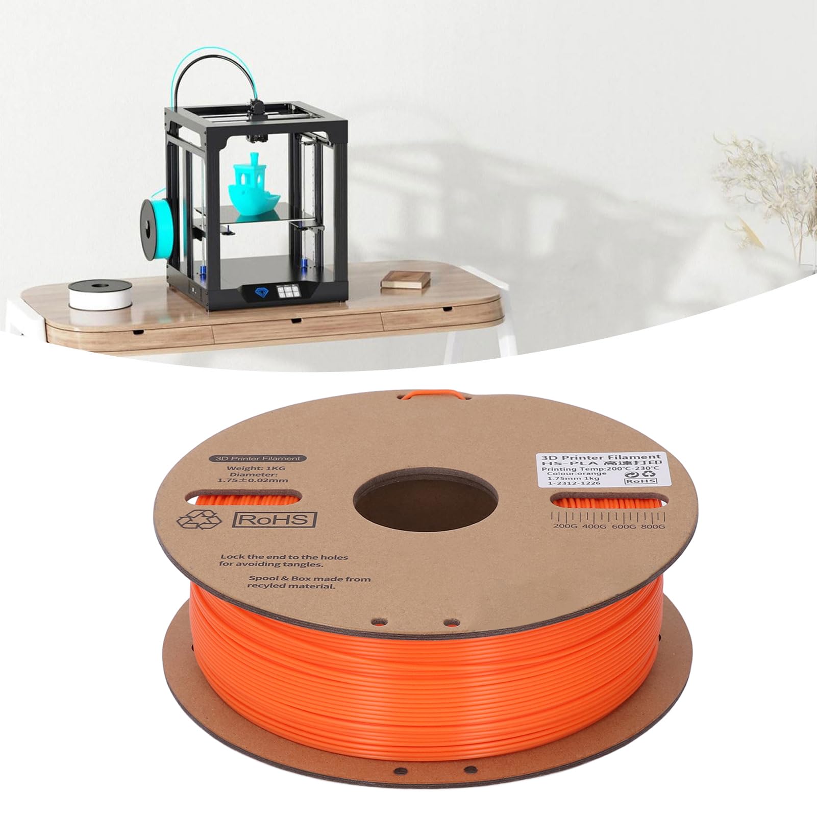 PLA-Filament 1,75 mm Bündel, 3D-Drucker-Filament für Hochgeschwindigkeitsdruck bis zu 600 mm/s, verbesserte Zähigkeit PLA mit hoher Maßgenauigkeit +/- 0,03 mm, kompatibel mit