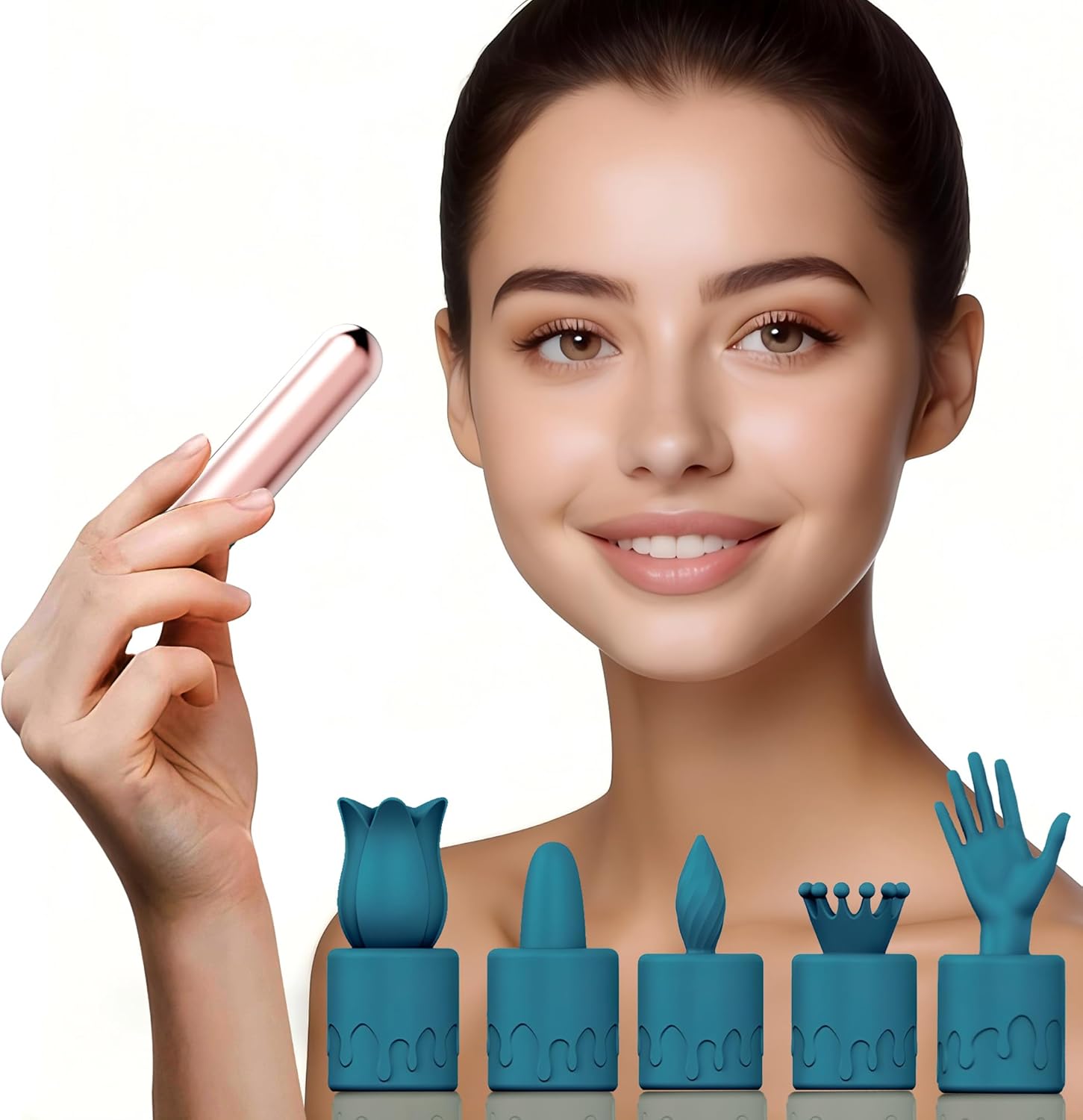 CHARMING Mini Handheld Electric Back Massager Waterproof Quite Massager, Portable 6 in 1 Massager for Back Neck Shoulder Body (Dark Green)