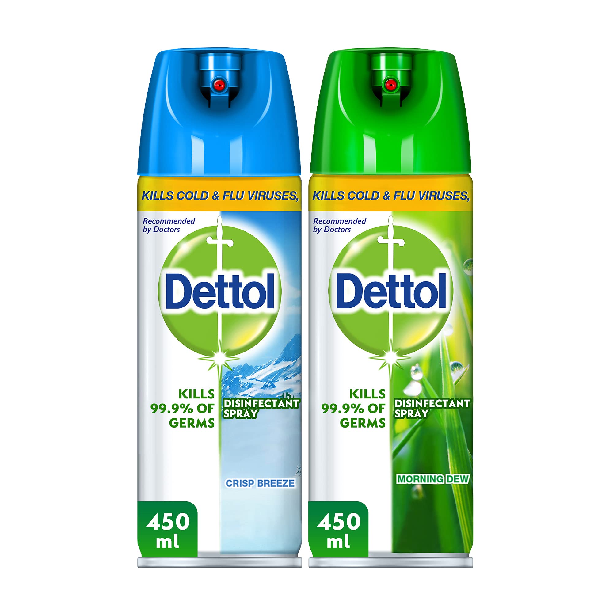 Pack of 2 Dettol Disinfectant Surface Spray Lavender 450 ml + Morning Dew 450ml