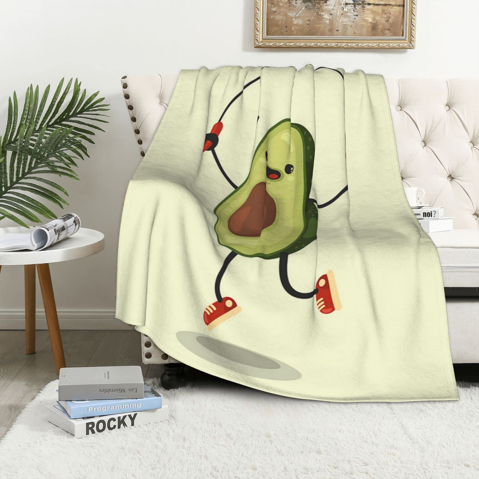 Couverture en flanelle avocat pour cocooning sur le canapé et nuits douillettes en toute saison
