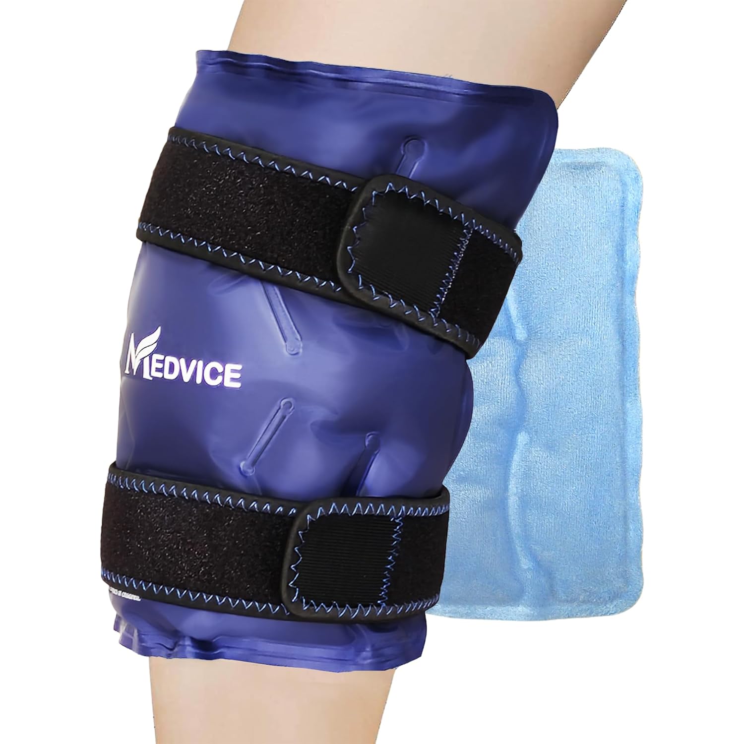 Medvice Ice Pack with Cold Compression for Knee Pain Relief, Swelling, Knee Replacement Surgery, Arthritis, and Injury Recovery, Adjustable Straps, Reusable Gel Ice Wrap for...