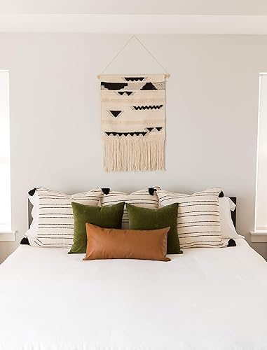 Miniatura 2 de Woven Nook - Funda de almohada lumbar decorativa moderna y lujosa de 12 x 26 pulgadas - Calidad duradera y lavable a máquina - Diseño Milo - Marrón