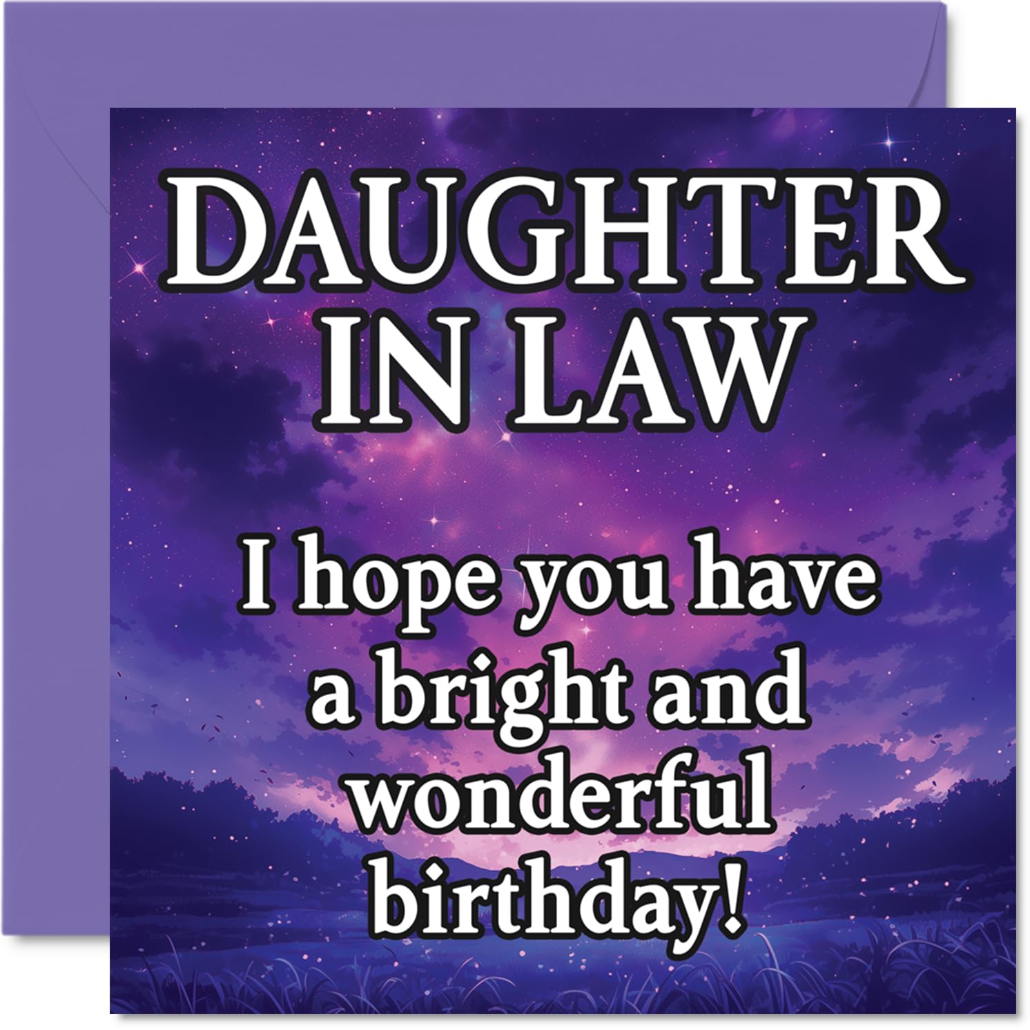 Daughter in Law Birthday Card - Magical Night Sky - Happy Birthday Card for Daughter in Law from Father Dad Mother Mum, 145mm Bright and Wonderful Sentiment Bday Greeting Cards