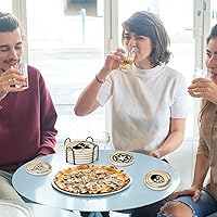 Vista 4 de Juego de 6 posavasos divertidos de Wars para bebidas, con soporte para posavasos, piedra y corcho para mesa de café, lindos para decoración