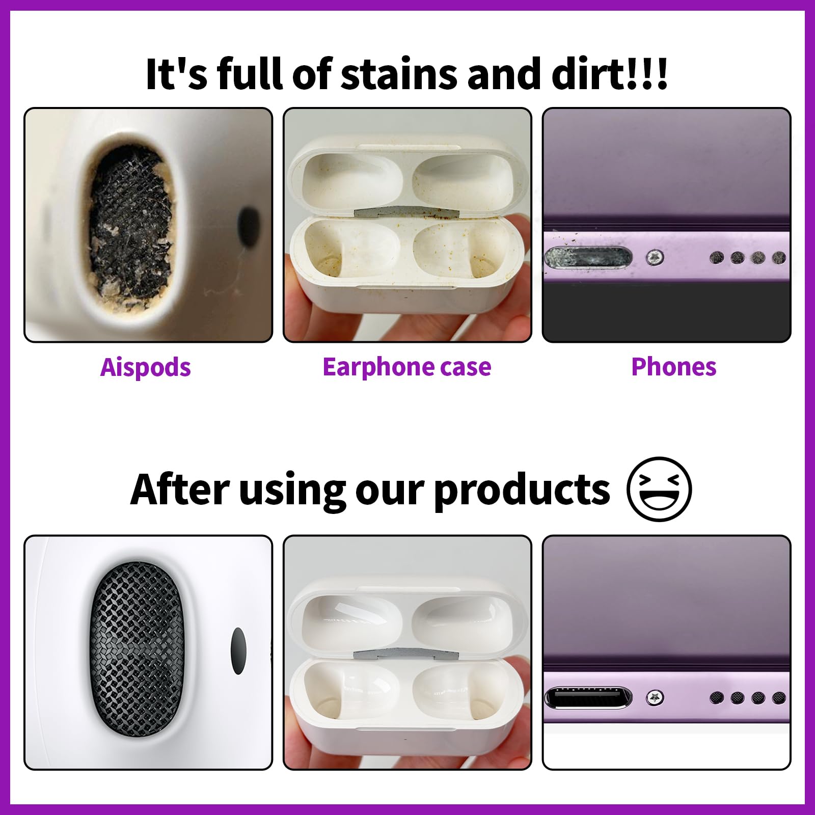 Kit di Pulizia per iPhone, Airpods, Compatibile con Telefono, Smartphone, Cellulare, Cuffie Etc. Kit di Pulizia Professionale con Penna di Pulizia Multifunzione, Pasta per Pulire Cellulare