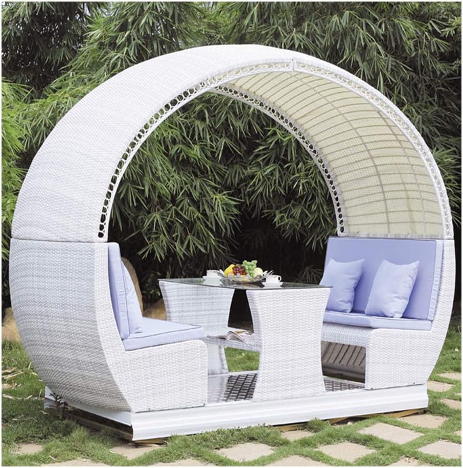 Large Rattan Hanging Swing Chair, Sun Lounger Sunny Day Bed Hammock Shade Canopy,with Cushion,Waterproof and UV Resistant Can Swing