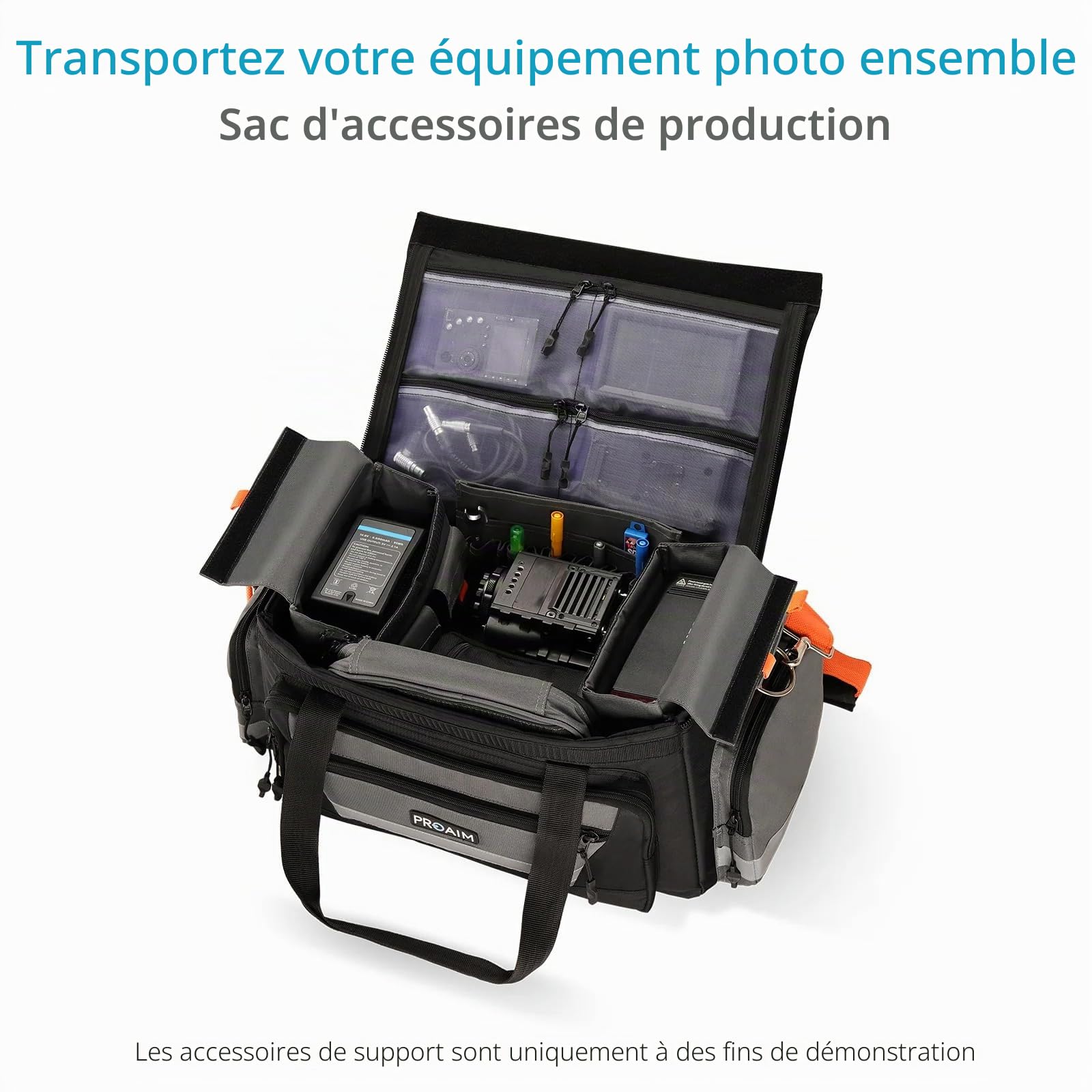 PROAIM Sac de Production de caméra vidéo Cine Cube pour équipement caméra | Organise caméras, objectifs, outils et accessoires de tournage pour photographes, vidéastes et équipes caméra.
