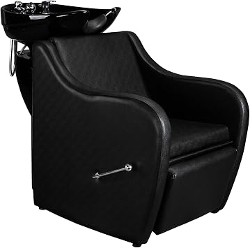 OmySalon Backwash Shampoo Unit for Salon, Hair Washing Station with Ceramic Bowl Adjustable Footrest, Chair Sink Barber Shop Beauty Equipment