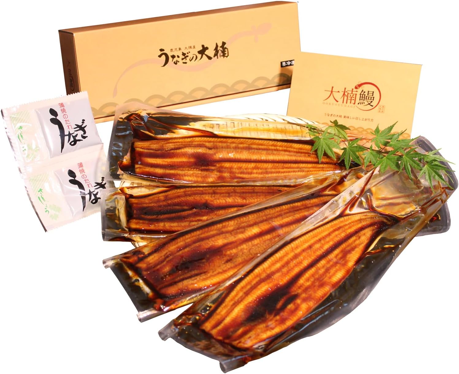 うなぎの大楠 国産 鰻 蒲焼き 無頭 鹿児島県産 150g-160g程度 タレ 山椒付き 冷凍 真空パック 化粧箱入り (4尾)