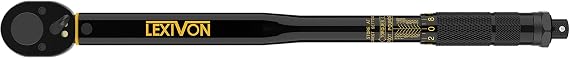 LEXIVON 1/2-Inch Drive Click Torque Wrench 10~150 Ft-Lb/13.6~203.5 Nm + Impact Socket Adapter and Reducer 4-Piece Set | 1/4 - 3/8 - 1/2