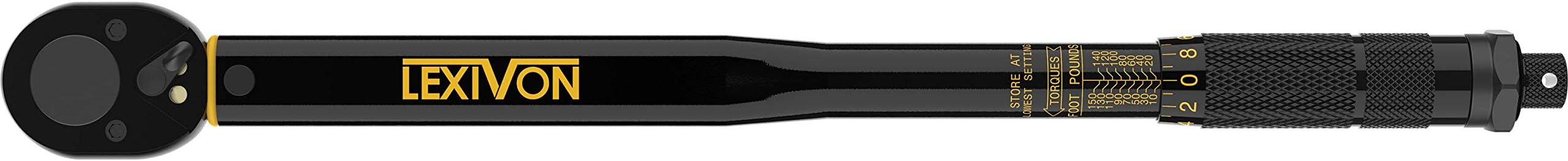 LEXIVON 1/2-Inch Drive Click Torque Wrench 10~150 Ft-Lb/13.6~203.5 Nm + Impact Socket Adapter and Reducer 4-Piece Set | 1/4 - 3/8 - 1/2