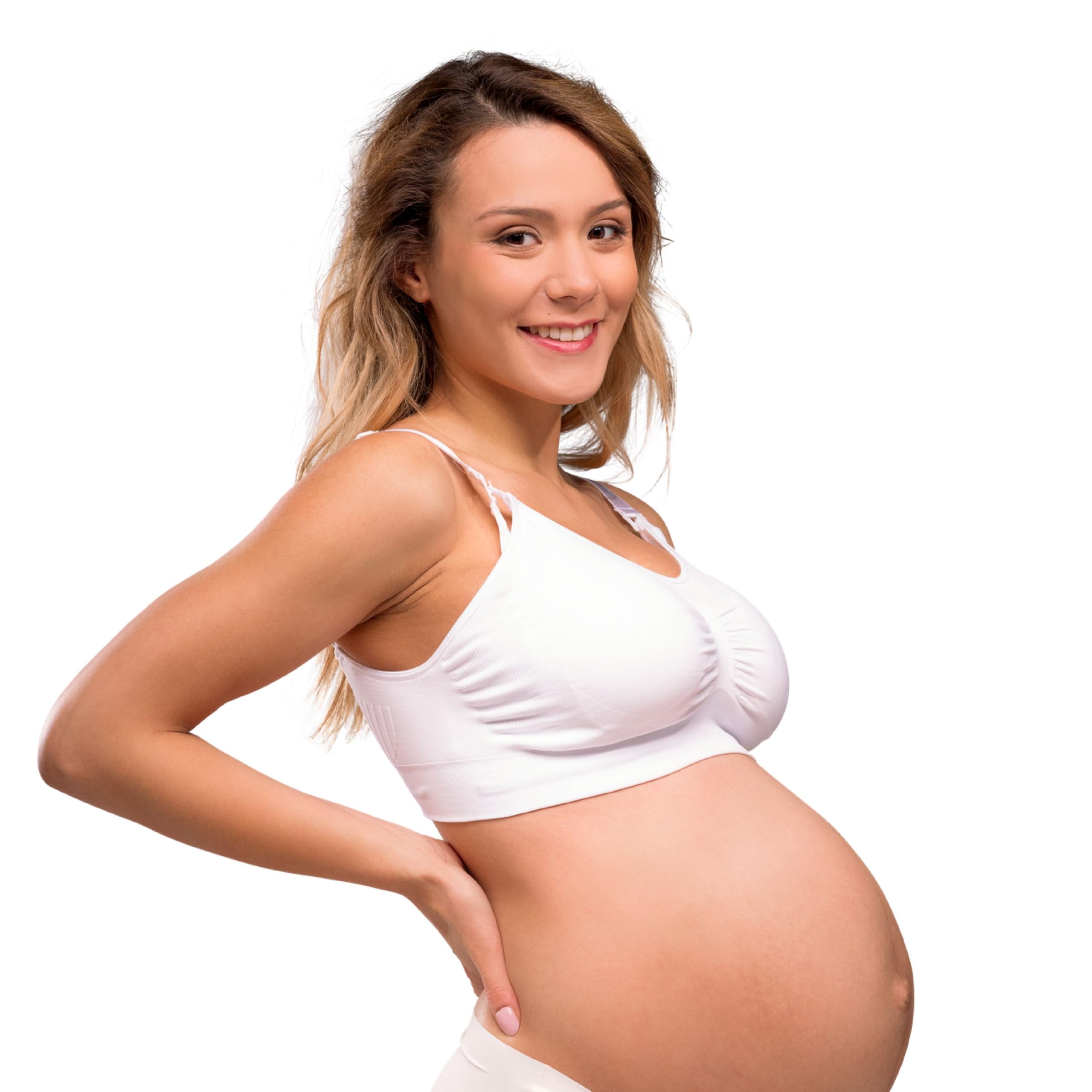 Carriwell Women's White Padded Nursing Bra, Seamless Nursing And Maternity Bra, Wide Straps, Removable Cups[White][Xtra Large]