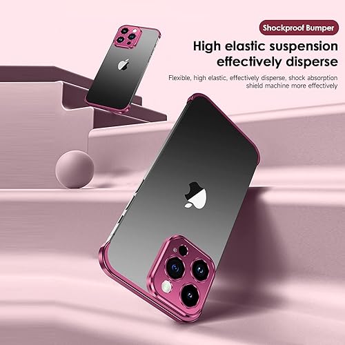 Miniatura 6 de Losin Funda compatible con iPhone 15 Pro Max con protector de lente de cámara, metal de aluminio, sin marco, diseño sin bordes, delgada y ligera, a