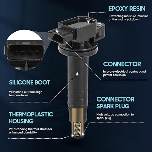 Miniatura 3 de Paquete de 4 bobinas de encendido con 4 bujías de iridio compatibles con Toyota Camry Yaris Echo Prius C Yaris Scion xA xB L4 1.5L, reemplazo para