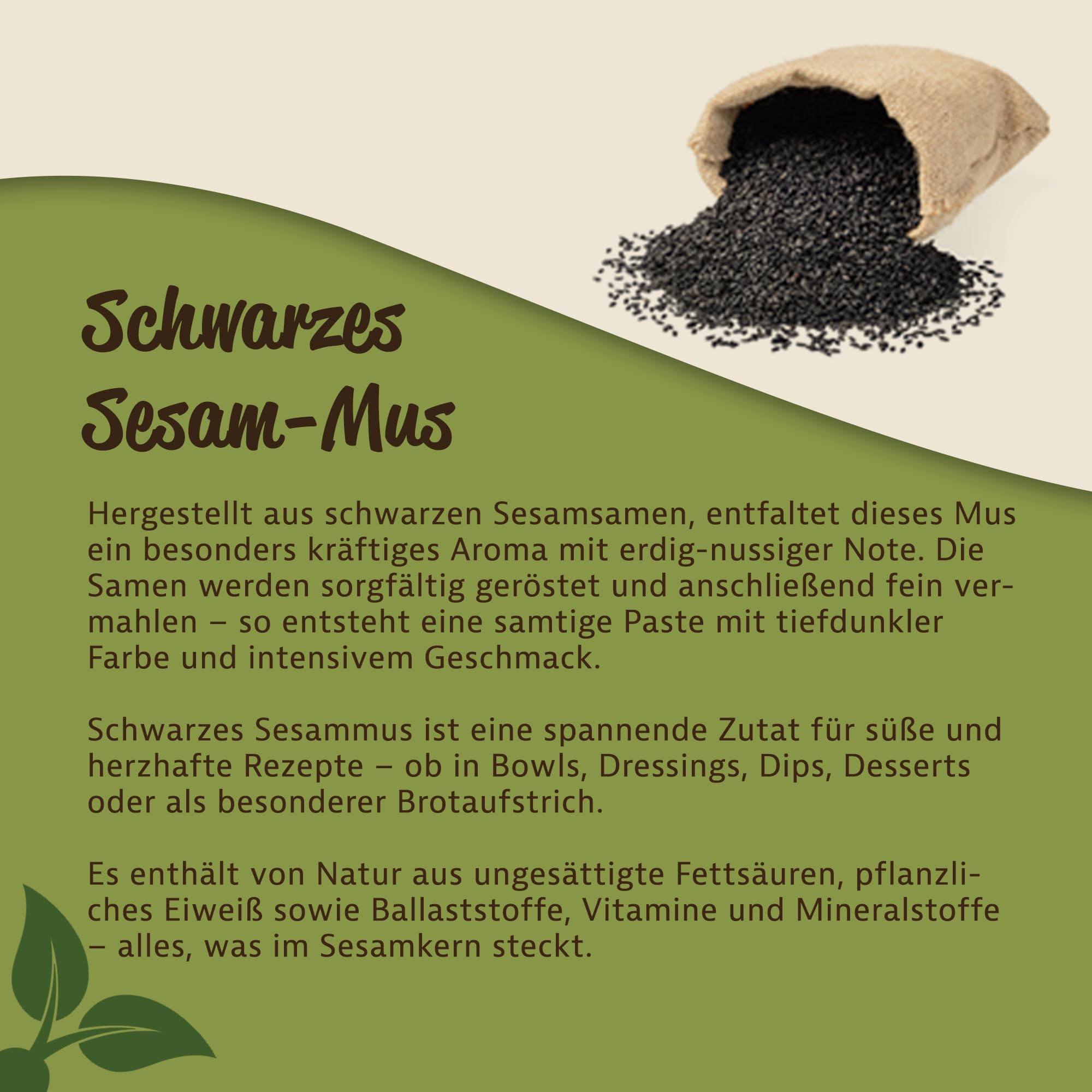 Mynatura Schwarzes Sesam-Mus I Aufstrich I Aus schwarzen Sesamkörnern I Black Sesam Seeds I Zum Kochen und Backen I Im Glas (2x 500g)