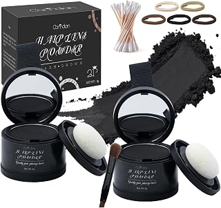 2 Pack Hairline Powder for Women and Men, Used to Root Touch Up Hair Color, Thinning and Gray Hair Coverage and Bald Spots Coverage, Dark Black