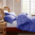 Nestl Bedding Couverture de couettes 3 Ensemble de pièces – Ultra Collection d'hôtels en microfibre brossé double – Couverture de confort avec fermeture de bouton et 2 Shams Oreiller, Bleu Royal - Plein (Double) 80"x90"