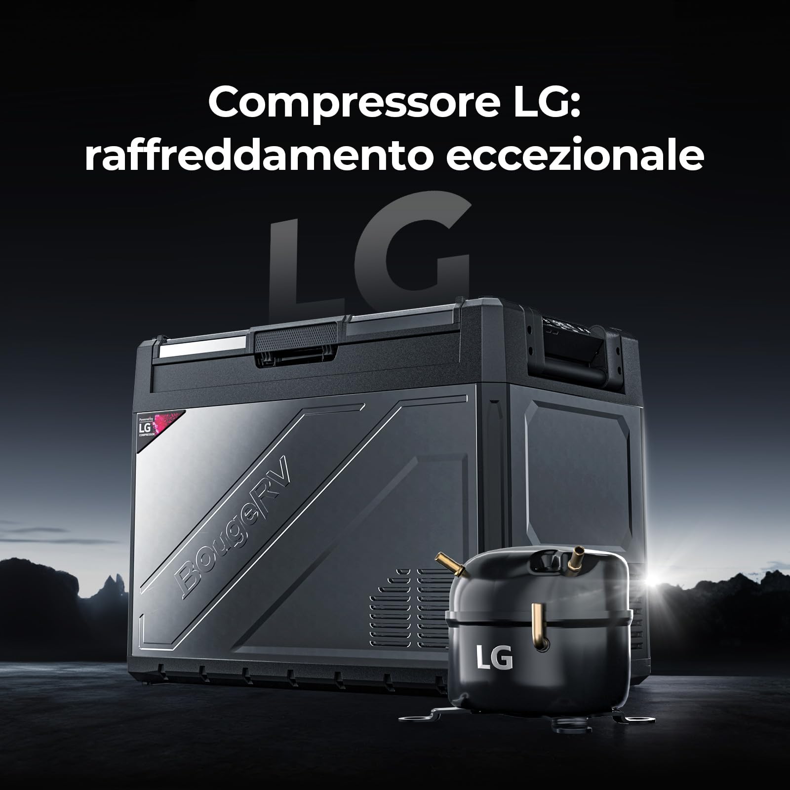 BougeRV Rocky2 65L Frigorifero per Auto con Compressore Potente da 5,7 cc Frigo Auto 12V 220V Divisore Rimovibile App Frigorifero Portatile Doppia Zona per Campeggio Viaggio Barca Camion -20℃~20℃