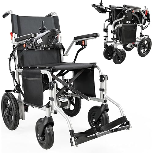 YF001 Zygenair Electric Wheelchair 330Lbs Capacity Durable Electric Wheelchairs for Adults, Lightweight Motorized Wheelchair with 12Ah Lithium Battery, Foldable Power Wheelchair (Silver, Standard)