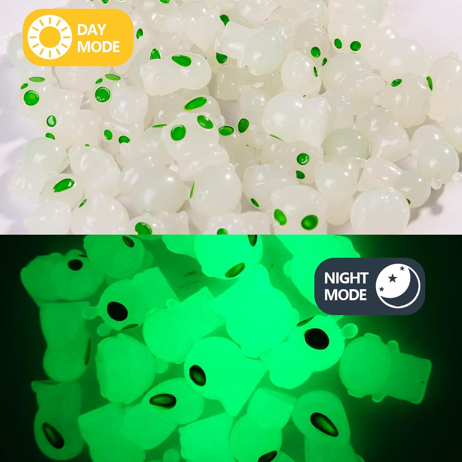 60 Pcs Green Alien Luminous Figurine Tiny Mini Funny UFO Sci-fi Resin Alien for Party Favors Dashboard Decor Desk Collectible Cute Alien Decor Prize Boxes Treasure Boxes Stocking Stuffers - Image 3