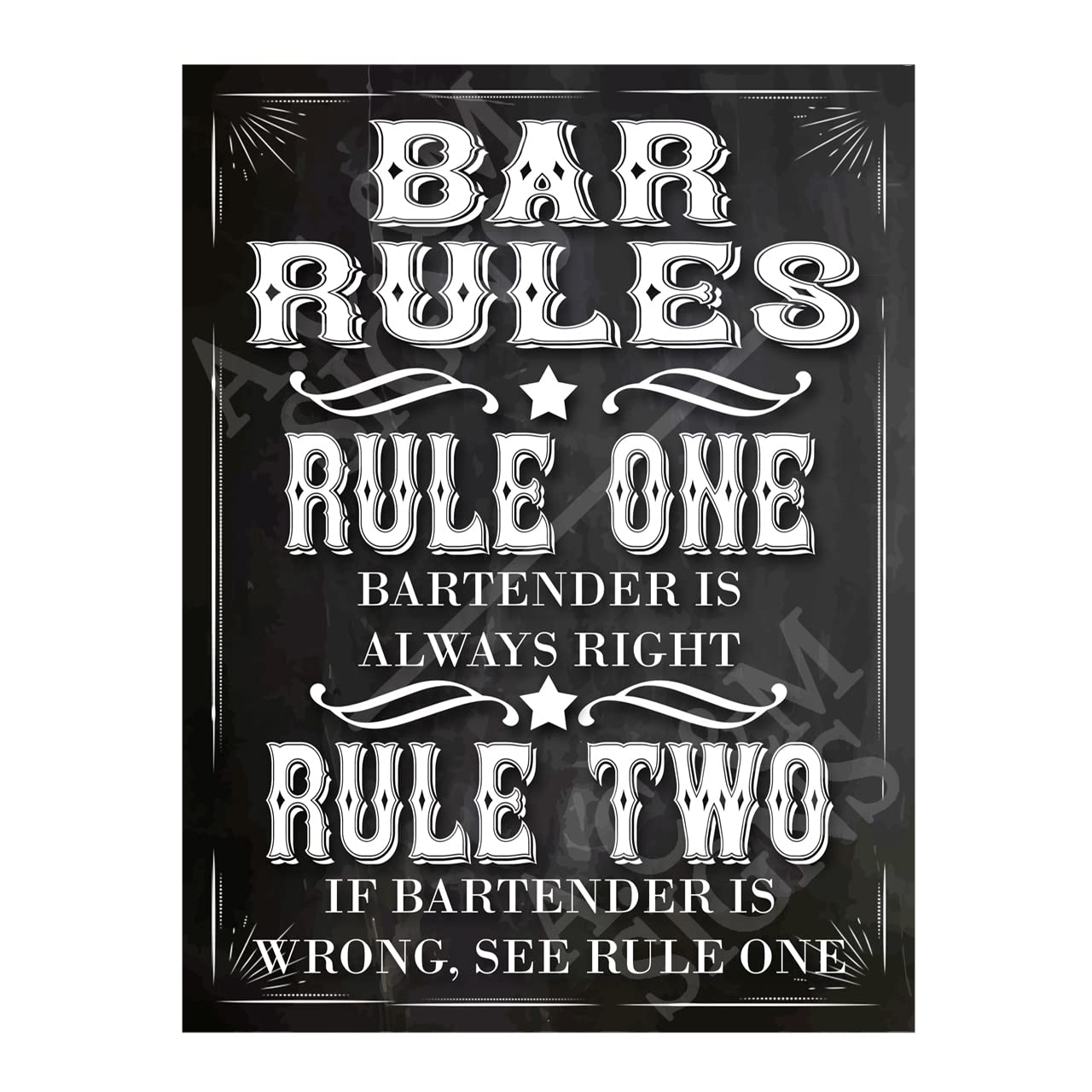 Funny Bar Rules Beer Here Sign Metal Plaque, 8x6in 5218
