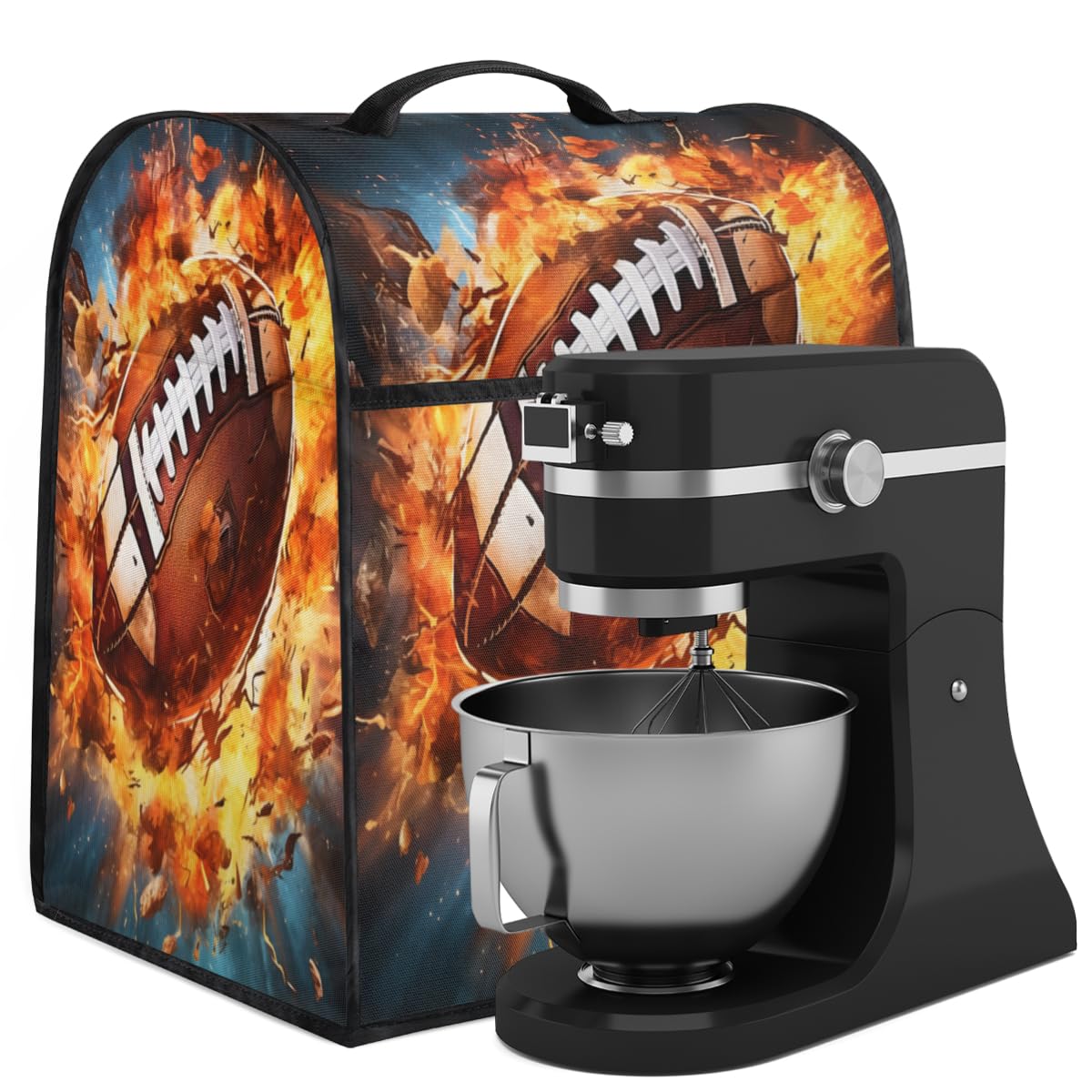 Coffee Maker Cover Flame Football Kitchen Appliance Covers Small Appliance Covers Blender Cover Juicer Cover Dust Covers for Kitchen Appliances with Top Handle and Pockets,Washable,B212