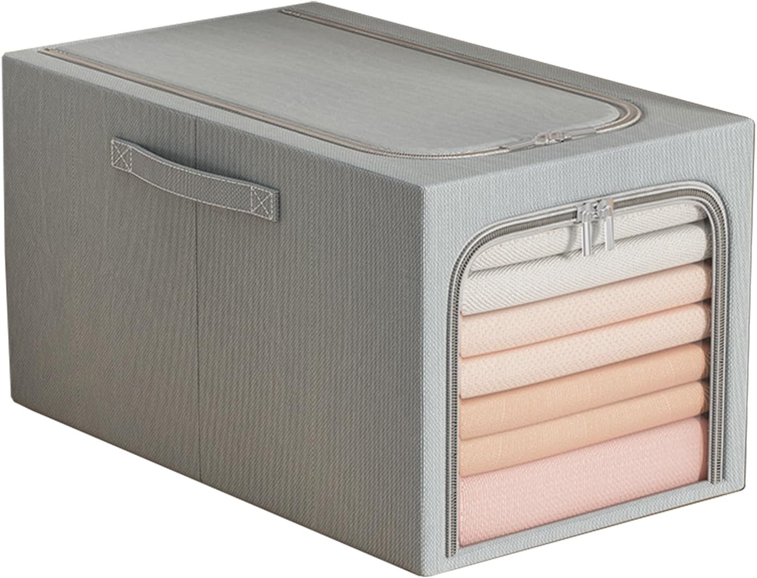 SePkus Linen Storage Box, Under Bed Storage Containers Bins, Clothing Storage Bins with Lid, Foldable Storage Binwith Metal Frame for Clothes, Bedroom