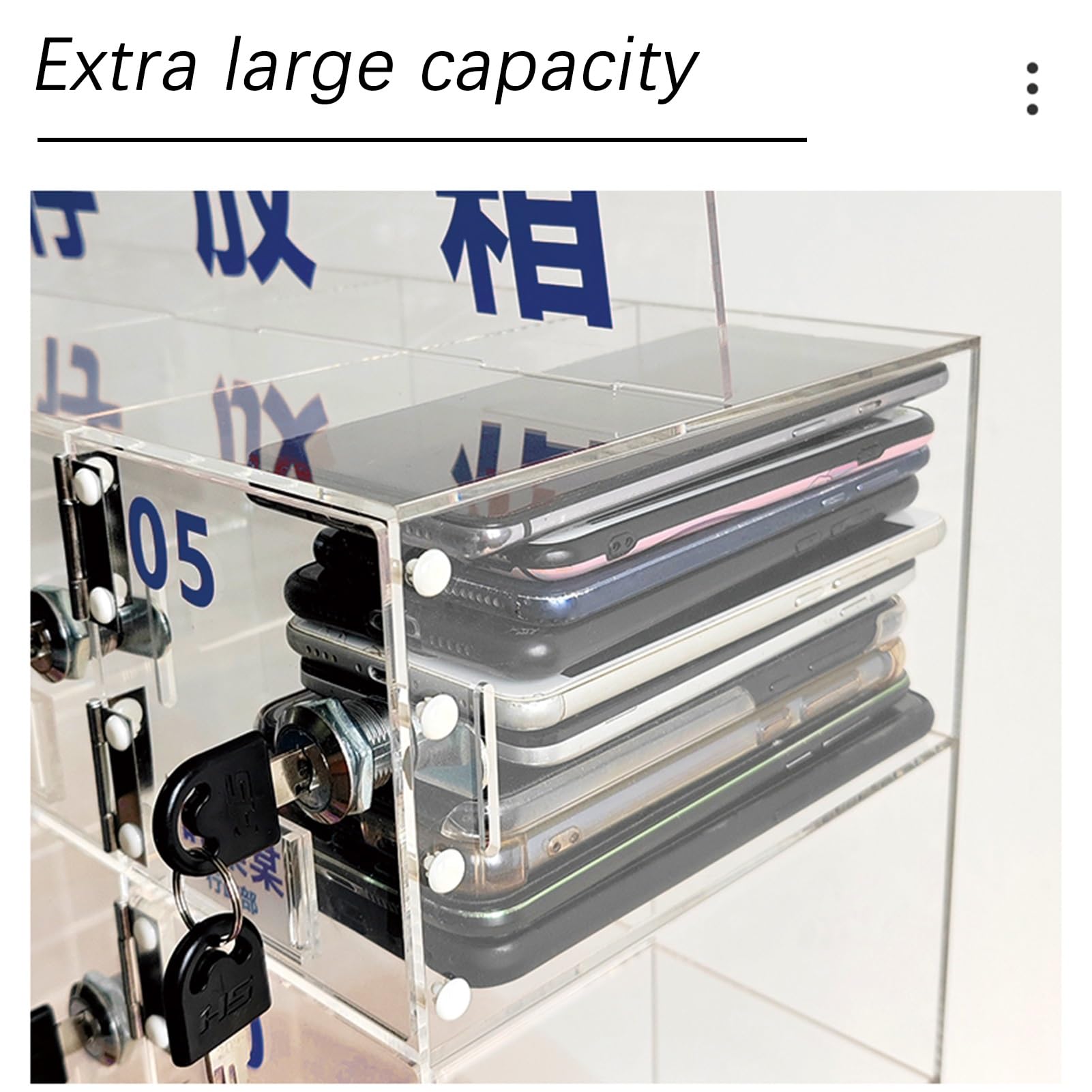 Scatola portaoggetti trasparente con serratura, 40 scomparti, per smartphone, tablet e accessori, perfetta per casa, ufficio e aula