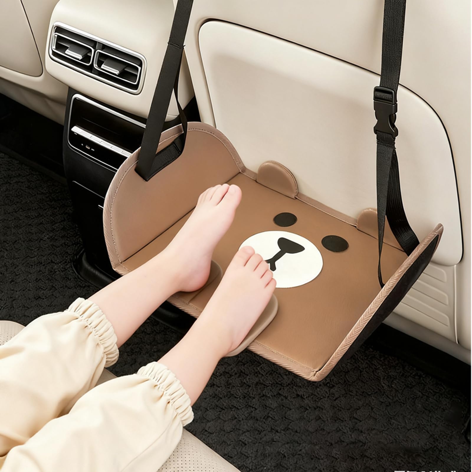 reposapiés coche niño, reposapies avión con Correa Ajustable y Panel para Soporte, reposapié silla coche diseño de oso lindo, reposapiés de avión para viaje